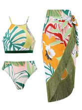 Load image into Gallery viewer, Floral Print Strap Two Pieces With Bathing Suit Wrap Skirt