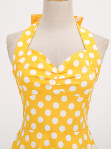 Red Polka Dots Halter Classis Style 1950S Dress