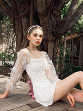 Load image into Gallery viewer, White Beach Wedding Swimsuit Lace Long Sleeve Swimsuit With Butterfly Vintage One Piece Swimwear