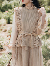 Load image into Gallery viewer, Romantic Fall Long Sleeve Vintage Knitting Vest Dress Set