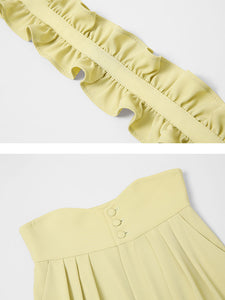 2PS Vintage Top And Yellow Ruffles Pant Suit