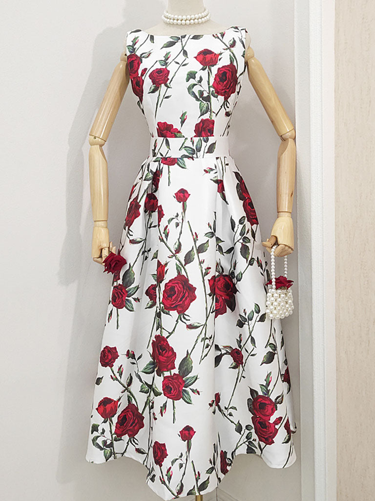 Roce Print Sleeveless Classic 1950S Vintage Garden Party Dress – Jolly Vintage