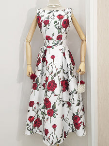 Roce Print Sleeveless Classic 1950S Vintage Garden Party Dress