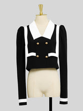 Load image into Gallery viewer, 2PS Black Sailor Long Sleeve Top With High Waist Wide Leg Pants Suit