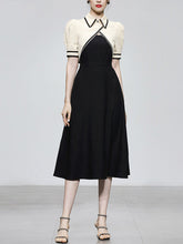 Load image into Gallery viewer, 2PS White Cape With Black Spaghetti Strap 1950S Dress Set