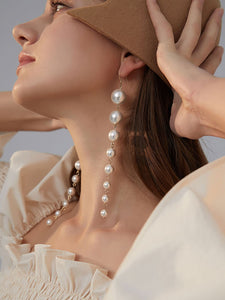 Vintage Plastic Pearl Party Long Earrings For Women