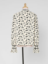 Load image into Gallery viewer, 2PS Stand Collar Printed Top And Black Flared Pants Set