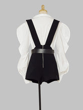 Load image into Gallery viewer, 2PS White Puff Sleeve 1950S Vintage Shirt And Black Shorts Suits