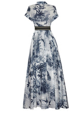 Load image into Gallery viewer, Blue Butterfly Print 1950S Vintage Dress With Belt