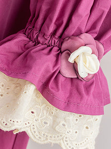 Rose Ruffles Fall Long Sleeve Vintage Cotton Dress