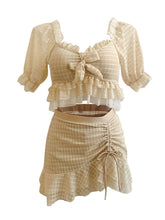 Load image into Gallery viewer, 2PS Apricot Ruffles Fairy Vintage Two Piece Bikinis Swimwear Bathing Suit