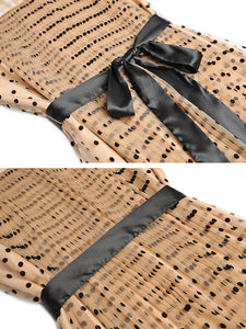 Honey Flocking Polka Dots Long Sleeve Maxi Party Dress