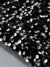 Load image into Gallery viewer, Black Sweet Feather Hem Sequin Long Sleeve Bodycon Sexy Gown Party Dress