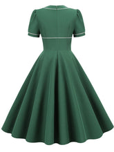 Load image into Gallery viewer, Dark Green Bowknot Collar 1950S Vintage Swing Dress