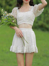 Load image into Gallery viewer, 2PS White Lace Fairy Vintage Two Piece Bikinis Swimwear Bathing Suit