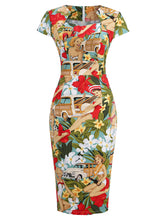 Load image into Gallery viewer, Floral  Queen Collar 1960S Bodycon Dress