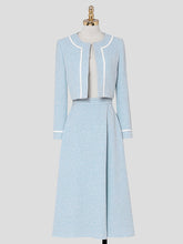 Load image into Gallery viewer, 2PS Lake Blue Long Sleeve Coat With Swing Skirt Suit