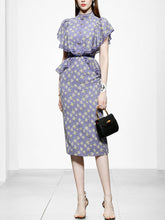 Load image into Gallery viewer, Lavender Lace Collar Ruffles Sleeve Floral Print 1930S Vintage Dress With Belt