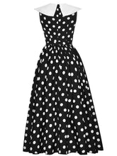 Load image into Gallery viewer, Black And White Polka Dots Big Peter Pan Collar 1950S Vinatge Dress