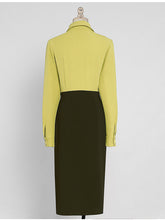 Load image into Gallery viewer, Yellow Turn Down Collar Long Sleeve 1960S Dress