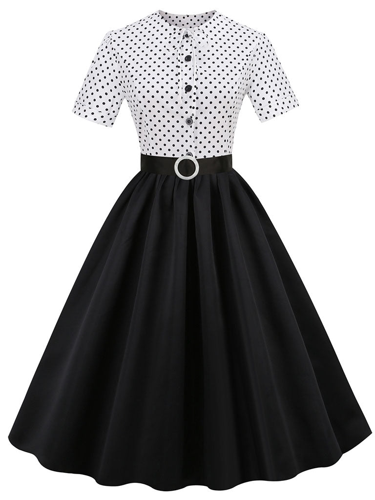 White Polka Dots 1950S Vintage Dress