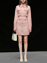 Load image into Gallery viewer, 2PS Pink 1950S Vintage Classic Top And High Waist Short Skirt Suit