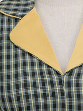 Load image into Gallery viewer, 1950S Green Turn Down Collar Plaid Long Sleeve Vintage Swing Dress
