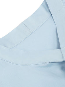 Baby Blue Bow Collar Sleeveless 1950S Vintage Shirt Swing Dress