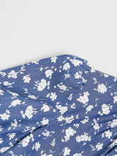 Load image into Gallery viewer, Lake Blue Floral Print Waist Cut Out Puff Sleeve Summer 1950S Dress