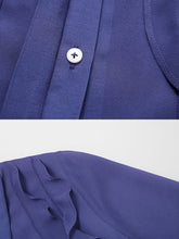 Load image into Gallery viewer, Blue Turndown Collar Ruffles 1940S Dress