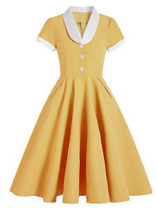 Tuxedo Collar 1950S Dress With Pockets