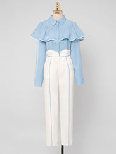 Load image into Gallery viewer, 2PS Ruffles Vintage Top And White Pant Set