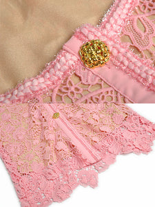 Pink Sweet Lace 1950s Vintage Bodycon Dress
