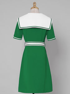 Navy Style Big Collar Salior 1950S Vintage Dress