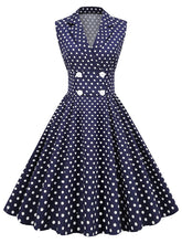 Load image into Gallery viewer, White Polka Dots Sleeveless 1950S Vintage Shirt Swing Dress