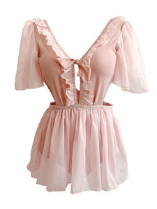 Pink Fariy Ruffles Ballet Vintage One Piece Swimwear