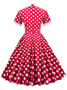 Polka Dots Peter Pan Collar 1950S Dress With Pockets