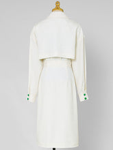Load image into Gallery viewer, 3PS White Turn-down Collar Long Sleeve Coat With White Skirt Suits
