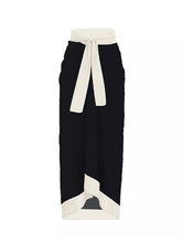 Load image into Gallery viewer, Black And White Flower One Piece With Bathing Suit Wrap Skirt