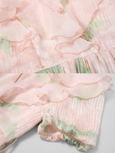 Load image into Gallery viewer, Pink Ruffles Collar Floral Frint Puff Sleeve 1950S Vintage Dress
