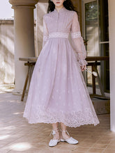 Load image into Gallery viewer, Embroidered Puff Long Sleeve Edwardian Revival Dress