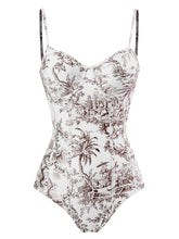 Load image into Gallery viewer, Romantic Floral Print Strap One Piece With Bathing Suit Wrap Skirt