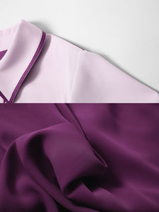Purple Lotus Leaf Sleeves 1950S Vintage Shirt Dress
