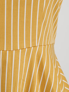 Square Collar Stripe 1950S Vintage Dress