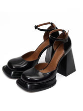 Load image into Gallery viewer, Women&#39;s Chunky Heel Mary Jane Square Toe Vintage Shoes