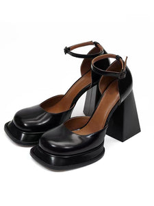 Women's Chunky Heel Mary Jane Square Toe Vintage Shoes