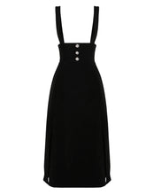 Load image into Gallery viewer, White Big Bowknot Flower Flocking Top With Black Strap Dress Set