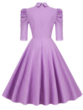 Load image into Gallery viewer, Solid Color Purple Peter Pan Collar 1950S Dress With Pockets
