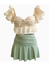 Load image into Gallery viewer, 2PS Apricot Lace Fairy Vintage Two Piece Bikinis Swimwear Bathing Suit