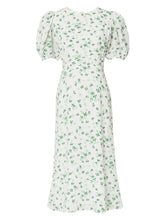 Load image into Gallery viewer, Green Grass Print Puff Sleeve 1950s Vintage Party Dress
